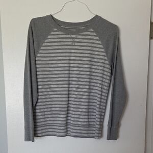 Eddie Bauer Gray Striped Long Sleeve Shirt